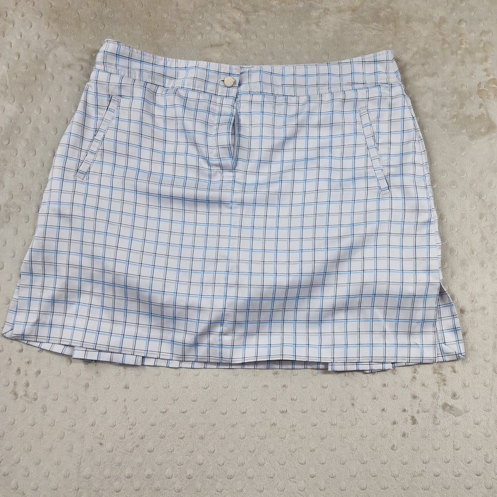Vintage IZOD White Tartan Women Blue White Plaid Tennis Golf Skort Skirt Size 12